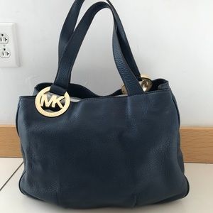 Michael Kors navy Fulton satchel
